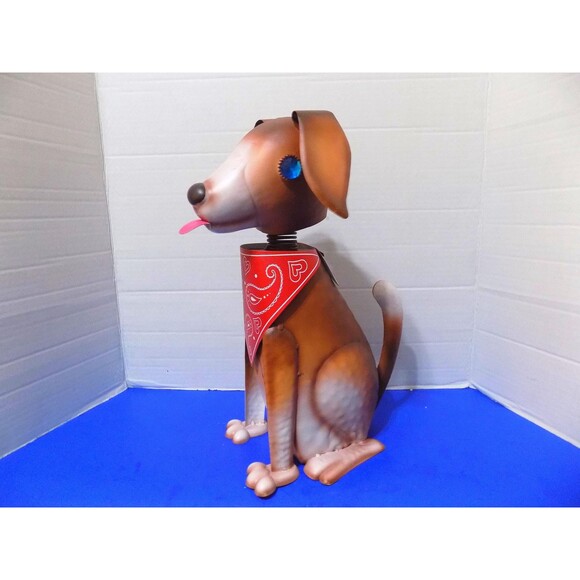 NEW Metal Wobble Head Dog Puppy Sculpture Figurine Indoor Outdoor Rust Resistant - Picture 1 of 8